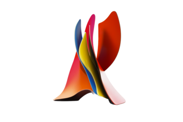 Colorful abstract sculpture with layered shapes and vibrant hues