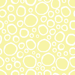 White Polka Dot Pattern on Light Yellow Background, Danish Pastel Design