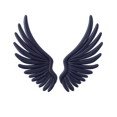 Obraz premium Pair of dark, stylized angel wings with glossy finish, set against transparent background, conveying sense of freedom and elegance
