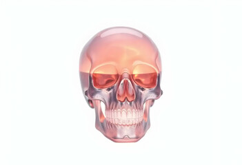 Fototapeta premium Transparent Crystal Skull Filled with Glowing Liquid on White Background