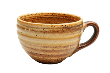 Ceramic cup with unique striped pattern ideal for coffee and tea in modern kitchen settings