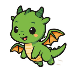 Cartoon Dragon Flying Happily