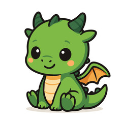 Cartoon Dragon Sitting Calmly
