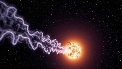 Intense plasma glowing and erupting from stellar surface during powerful solar flare, revealing dynamic energy and radiation of cosmic phenomenon