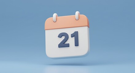 Calendar Icon Showing Number 21 Reminder or Event Date