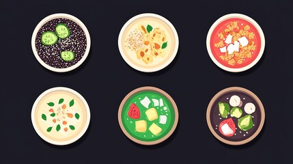 Healthy Breakfast Bowls Variety.