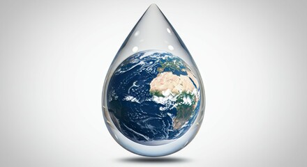 Earth Globe Inside Water Drop