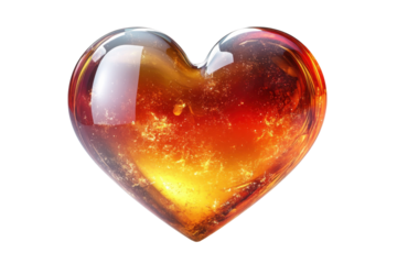 Colorful transparent heart shape with a gradient of warm shades, ideal for romantic themes and creative designs