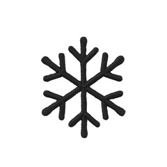 Obraz premium Simple black snowflake icon with symmetrical design, representing winter and cold weather. snowflake has six branches, each with smaller offshoots, creating classic and minimalistic look