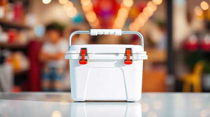 A durable, portable cooler with secure latches and easy-carry handles, ideal for outdoor activities.