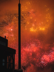 Bright fireworks against the night sky