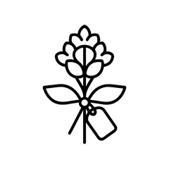 Flower Bouquet with Allergy Alert Tag in Simple Line Art  
