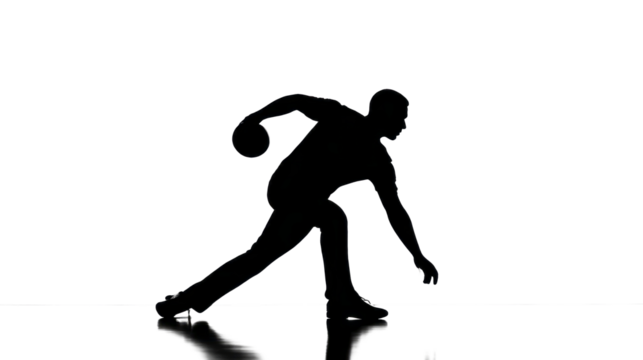 silhouette of a man bowling, dynamic pose, transparent background - Powered by Adobe
