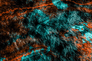 Highly saturated abstract texture with chaotic organic shapes in red, green, brown, and yellow. Perfect for conceptual art, fantasy environments, or illustrations that aim to express wild emotion,