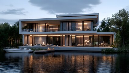 Modern Tranquility on Water's Edge