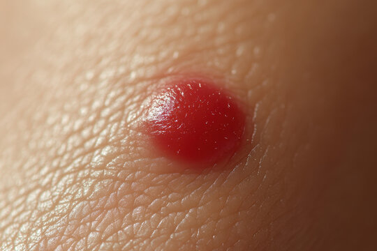 Close-up of Cherry Angioma: Benign Red Skin Growth