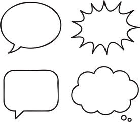 Speech bubbles Outline set vector illustration isolated On Transparent Background