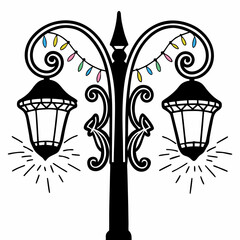 Creative Street Lighting Icon Vector Illustration | Beautiful Urban Lamp Post Design for Smart Cities, Infrastructure, and Public Lighting Projects