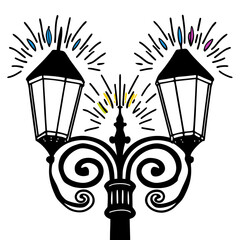 Creative Street Lighting Icon Vector Illustration | Beautiful Urban Lamp Post Design for Smart Cities, Infrastructure, and Public Lighting Projects
