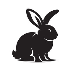 Rabbit Silhouette Vector Illustration White Background