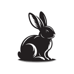 Rabbit Silhouette Vector Illustration White Background