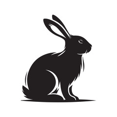 Rabbit Silhouette Vector Illustration White Background
