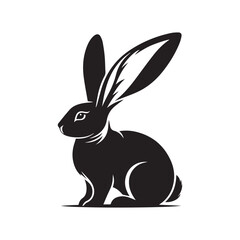 Rabbit Silhouette Vector Illustration White Background