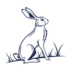 Rabbit Silhouette Vector Illustration White Background