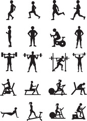 Black and white silhouette fitness workout set