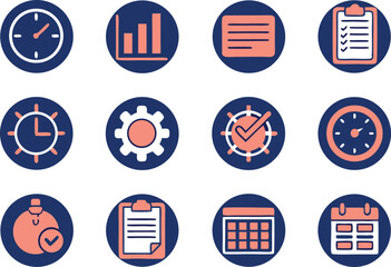 Flat Vector Icon Set ? Business & Project Management Concepts