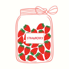 A set of fruit jams in glass jars in cartoon style. Kiwi confiture in glass container. Used for kitchen, food illusatration.