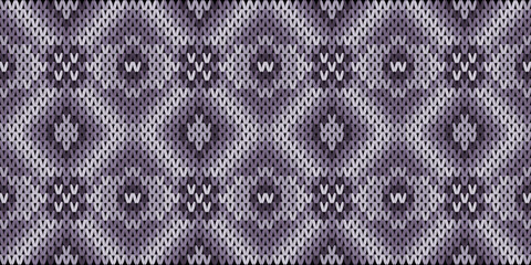 Seamless Knitted Pattern - Geometric Violet and Gray Design