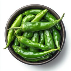 Fresh Organic Green and Chili Peppers Bowl: Healthy Spicy Cooking Essentials