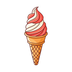 Cherry ice cream design. Fresh ice cream graphic print design for t shirt, apparel, posters, background and others. Retro ice cream hand drawn vector art, Enjoy summer with sweet ice cream.