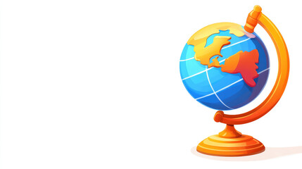 A vibrant cartoon globe on a stand, showcasing continents in bright colors