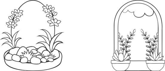 Set of Botanical Minimal Plants Garden Line Art Vector Design | Elegant Minimalist Plant Illustrations