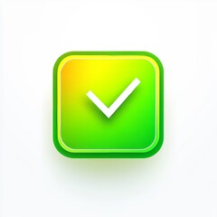 Inside a square that is outlined twice, a green check mark is prominently displayed to emphasize approval or confirmation