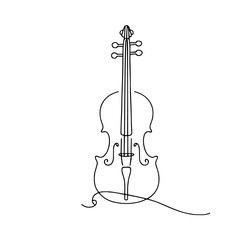 Fototapeta premium Single-Line Drawing of a Violin on White Background 
