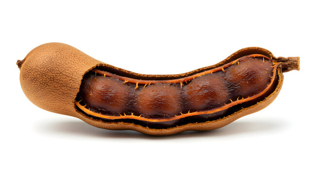 Exotic Tamarind Fruit Detail Displaying Seeds With Natural Sweet And Sour Pulp