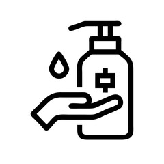 Hand sanitizer icon representing contactless technology and remote services - 2