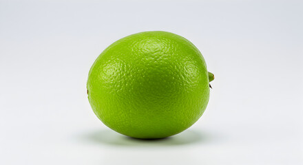 Single Fresh Lime Fruit Isolated on White Background Ready to Eat