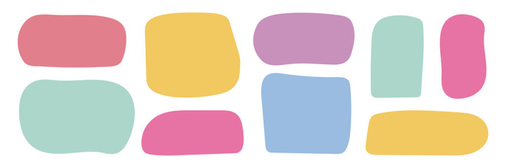Playful pastel text box collection. Hand Drawn irregular rectangular shapes for label, planners, digital scrapbooking, crafts, text highlight, message quote frame