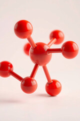 A red molecular model with atoms connected by bonds, representing a chemical structure.