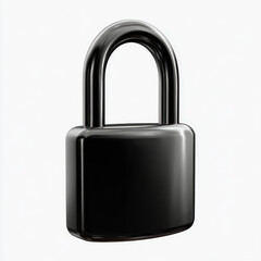 Fototapeta premium A sleek, black padlock, reflecting light, symbolizes security and protection