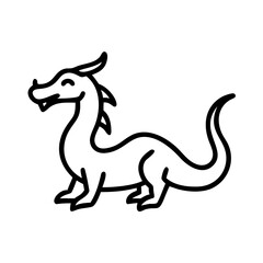 Obraz premium 笑うドラゴンの線画イラスト / Smiling dragon line drawing