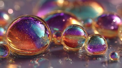 Bubbled chrome surface with reflective candy light effect in a detailed, high-resolution image.