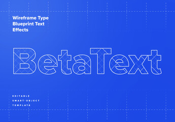Wireframe Type Blueprint Text Effects Mockup