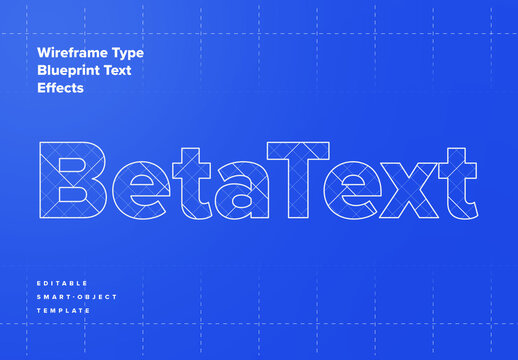 Wireframe Type Blueprint Text Effects Mockup