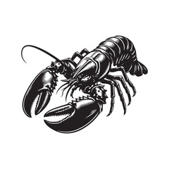Lobster Silhouette Vector Illustration White Background