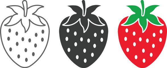 Strawberry icons set. Strawberry flat icon. Vector
